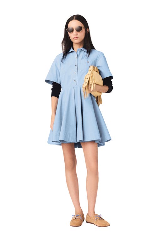 maje Flared shirt dress in Blue Sky at Nordstrom, Size 34