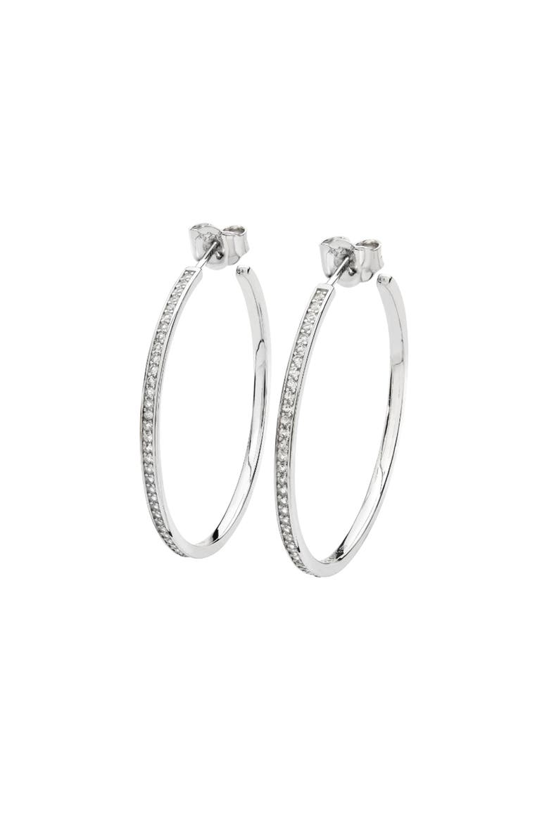 Skinny Drip Large Hoop, Main, color, Sterling Silver
