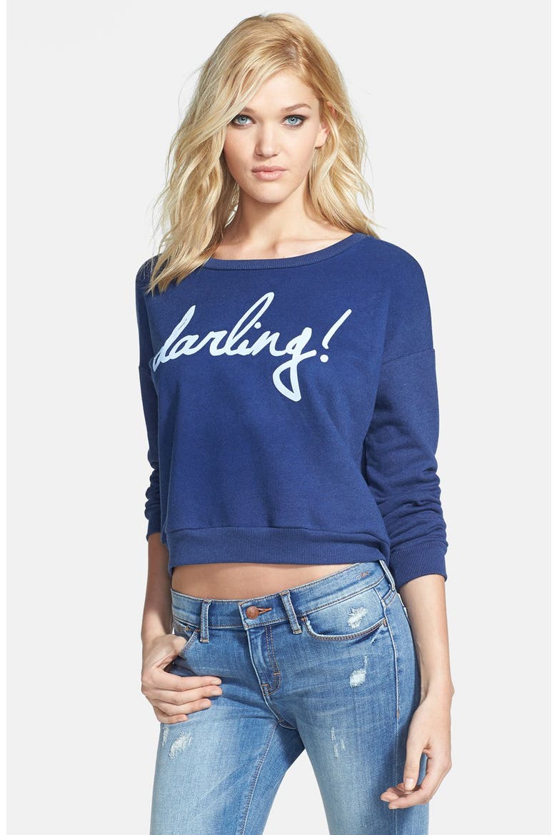 'Darling' Boatneck Knit Sweatshirt, Main, color, NAVY