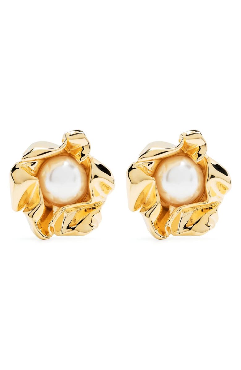 Sterling King Titania Faux Pearl Stud Earrings, Main, color, 