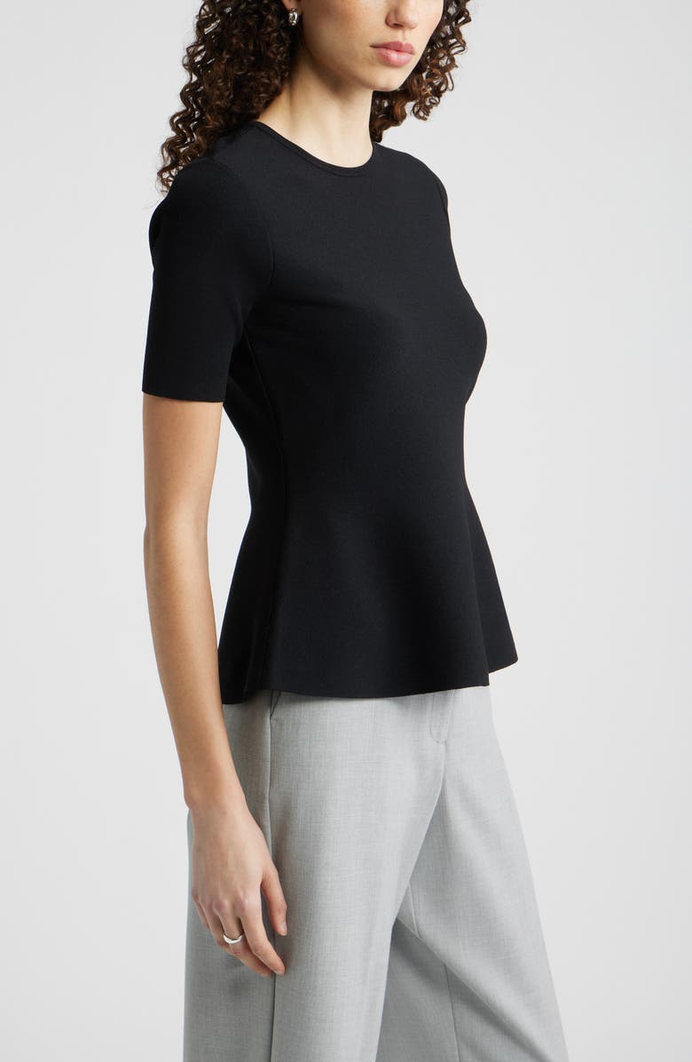 Nordstrom Short Sleeve Peplum Sweater, Alternate, color, Black