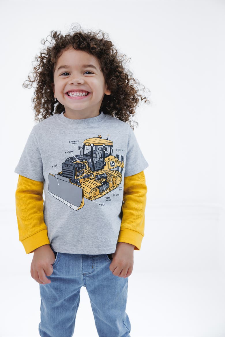 Boys' Long Sleeve T-Shirt, Alternate, color, Grey and Yellow