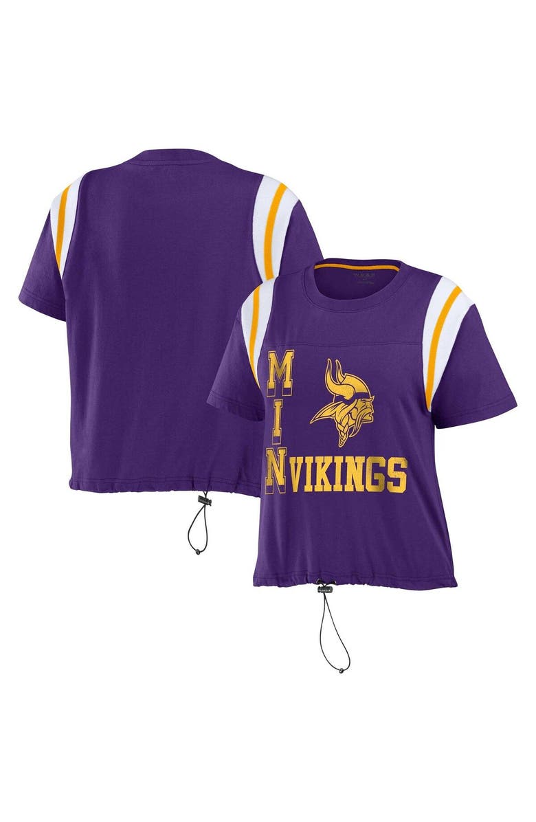 WEAR by Erin Andrews Women
s WEAR by Erin Andrews Purple Minnesota Vikings Cinched Colorblock T-Shirt, Main, color, Purple