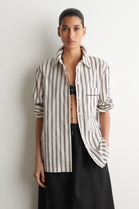 Piped Striped Cotton Shirt