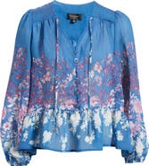 Tahari ASL Printed Ruffle Hem Top