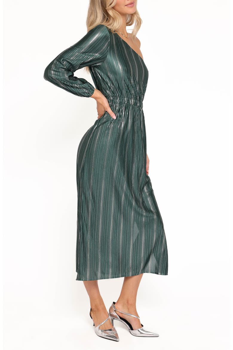 Pontee One Shoulder Pleated Maxi Dress, Alternate, color, GREEN