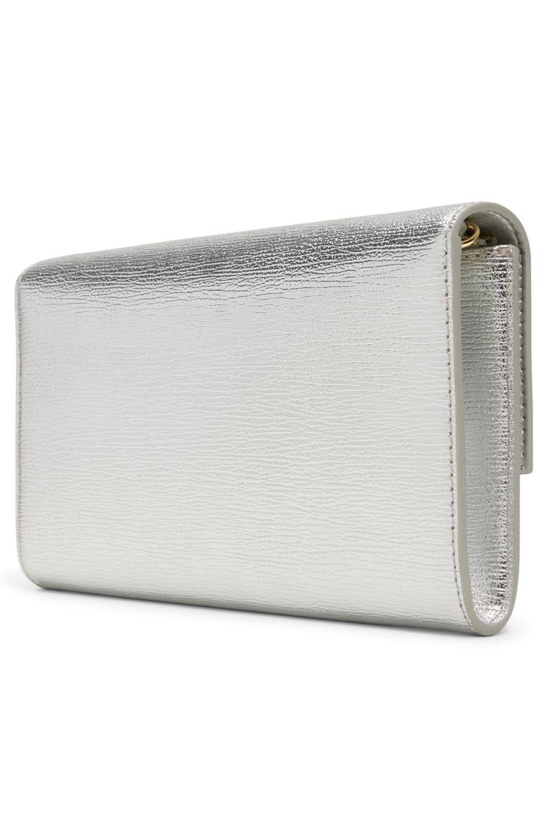 Ted Baker London Kira Leather Flap Clutch, Alternate, color, Silver Metallic Textured