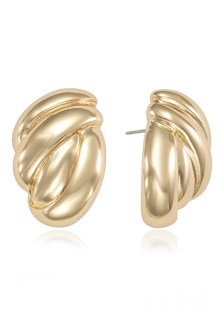 Curve Textured Stud Earrings, Main, color, GOLD