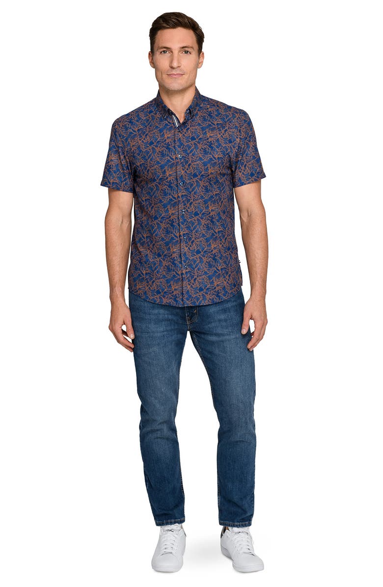 Brooklyn Brigade Twigs Woven Short Sleeve Basic, Alternate, color, Brown/Blue