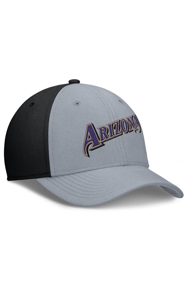 Nike Men's Nike Gray/Black Arizona Diamondbacks Rise Swoosh Performance Flex Hat, Alternate, color, Gray