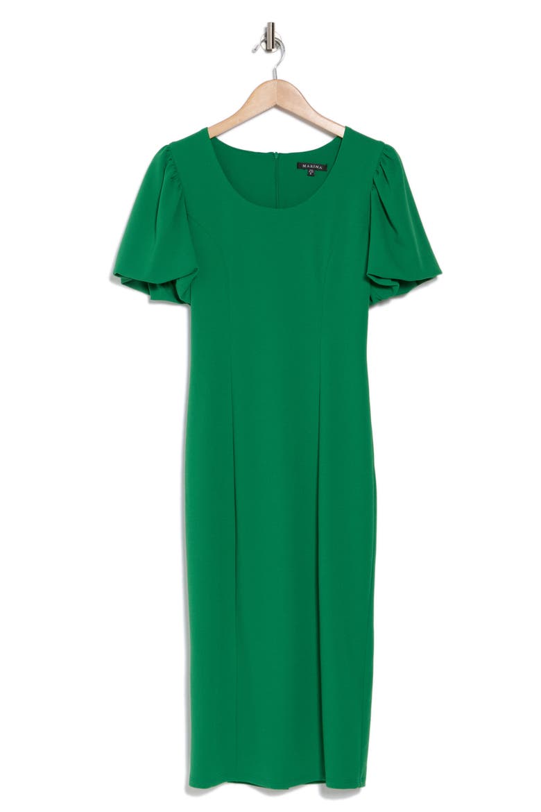 Puff Sleeve Scuba Knit Dress, Alternate, color, GREEN