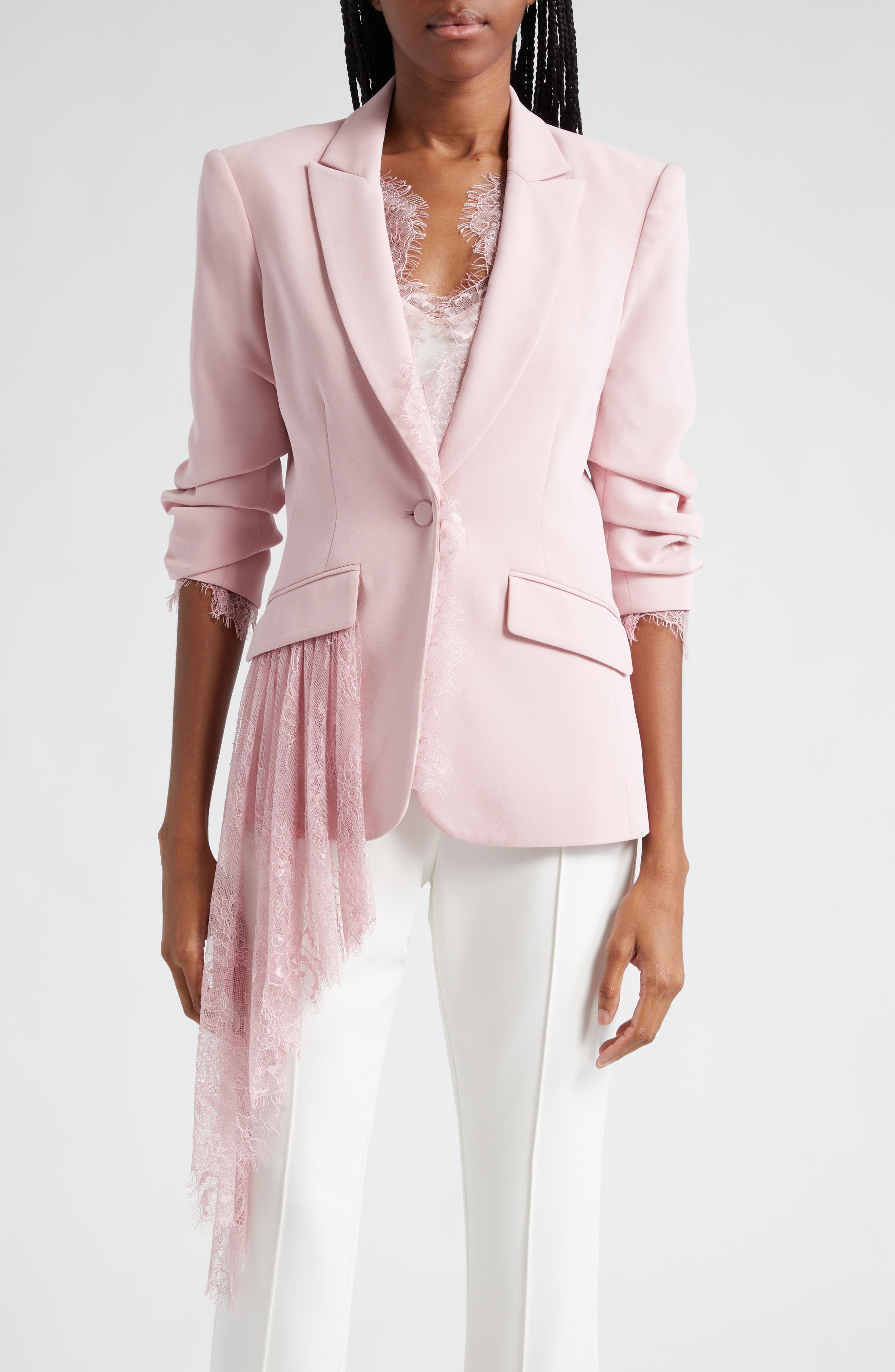 Keeves Cascading Lace Trim Blazer