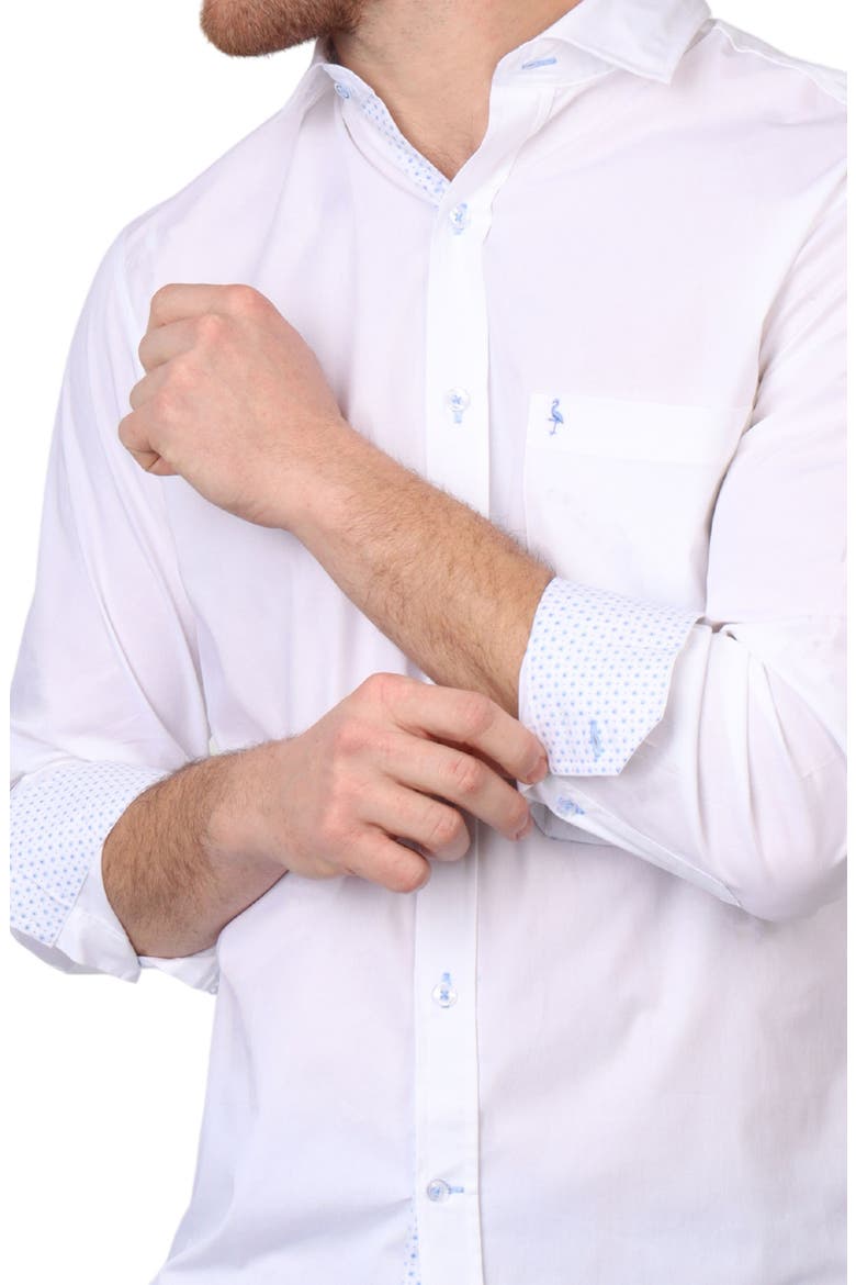 Solid Stretch Cotton Button-Up Shirt, Alternate, color, DOVE WHITE