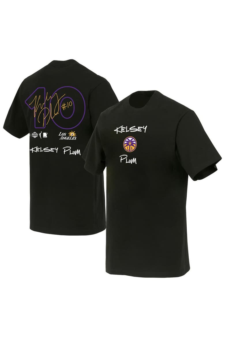 Unisex round21 Kelsey Plum Black Los Angeles Sparks Boxy Signature Name & Number T-Shirt, Main, color, Black