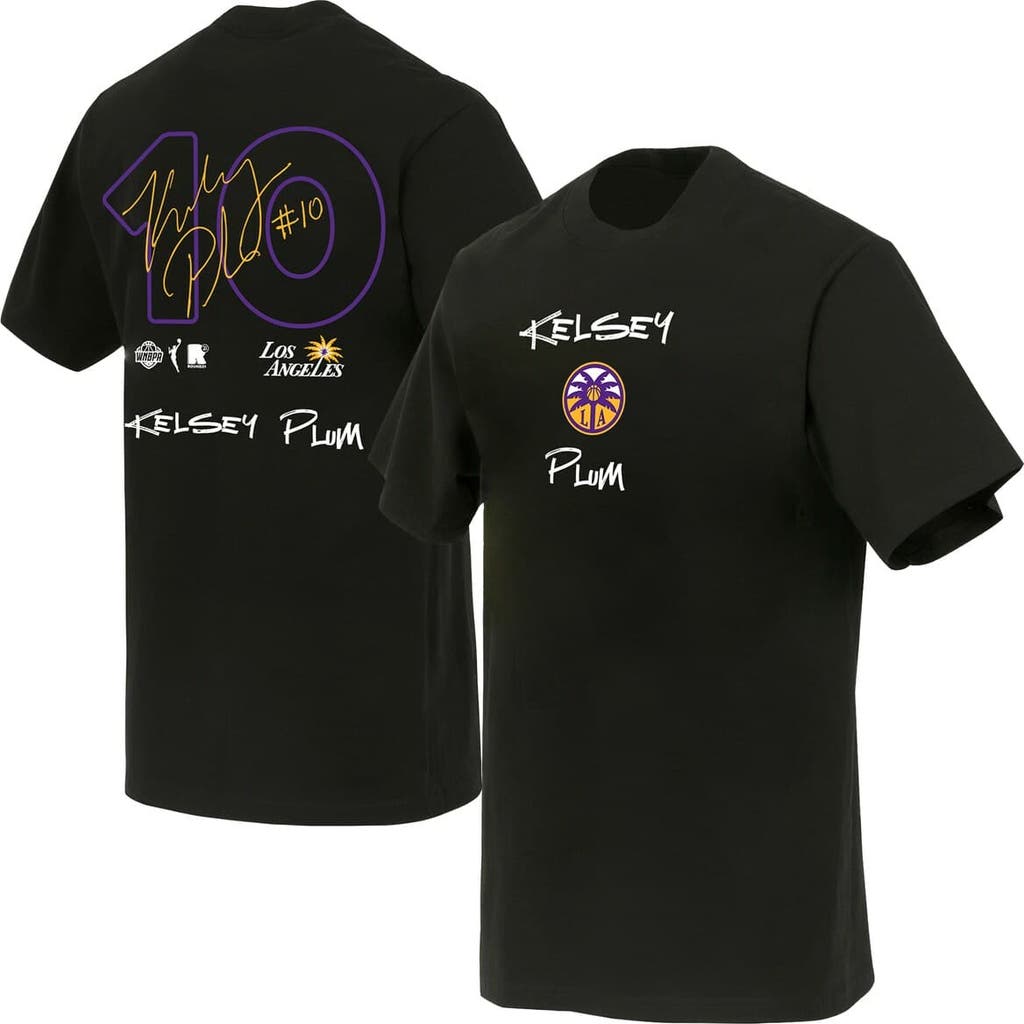 Round21 Unisex Kelsey Plum Black Los Angeles Sparks Boxy Signature Name & Number T-shirt