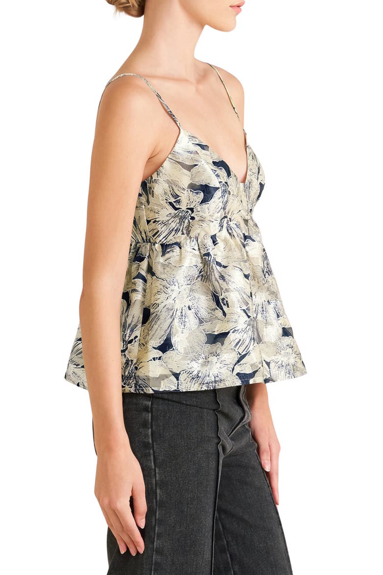 Floral Jacquard Babydoll Camisole, Alternate, color, IVORY MULTI