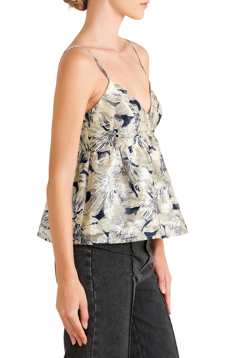 FREEMARKET Floral Jacquard Babydoll Camisole, Alternate, color, Ivory Multi