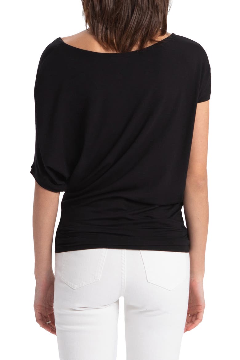 Elena One-Shoulder Jersey Top, Alternate, color, BLACK