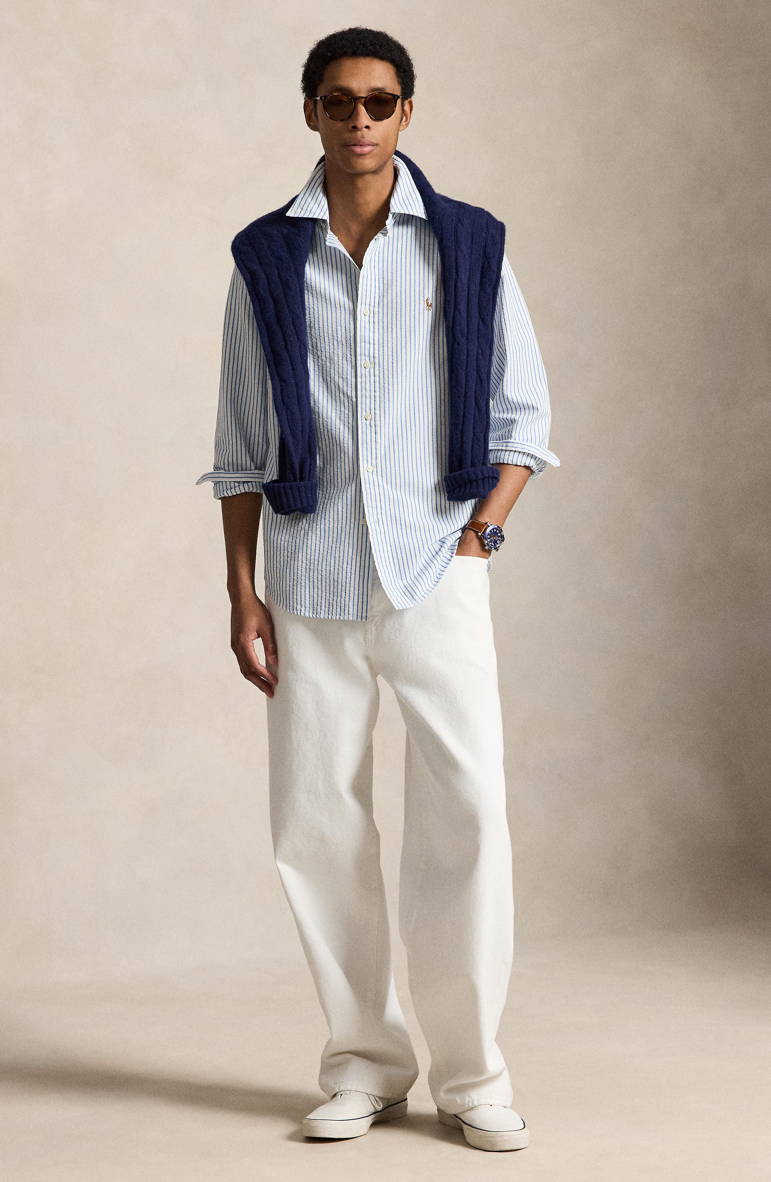 Polo Ralph Lauren Classic Fit Stripe Seersucker Button-Down Shirt — фото 7