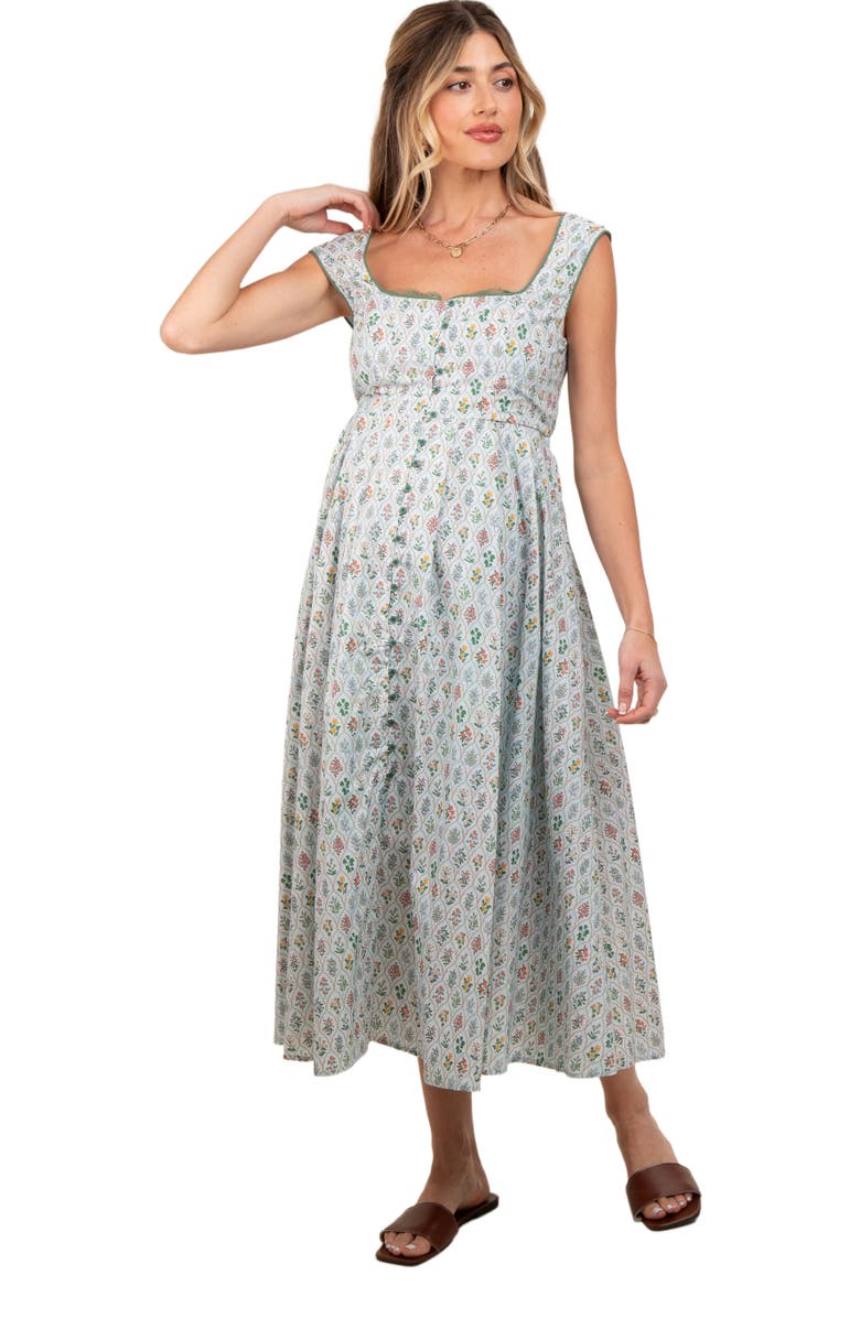 PinkBlush Floral Button Front Sleeveless Maxi Dress, Main, color, Light Blue