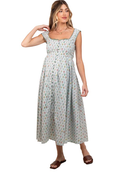 Floral Button Front Sleeveless Maxi Dress