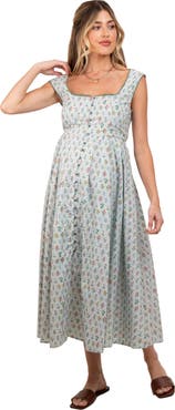 PinkBlush Floral Button Front Sleeveless Maxi Dress