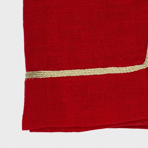 Joanna Buchanan Gold-tone Trim Linen Dinner Napkins, Set Of 2 In Red