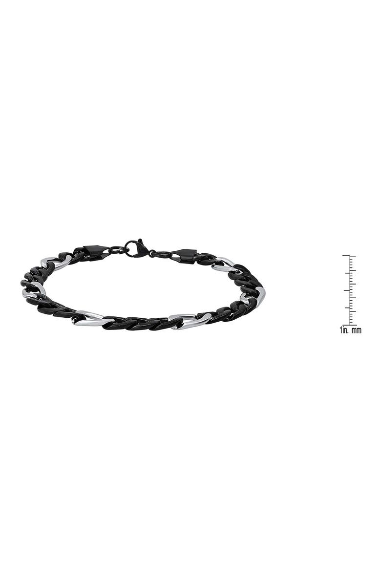 Men's Two Tone Curb Link Bracelet, Alternate, color, BLACK