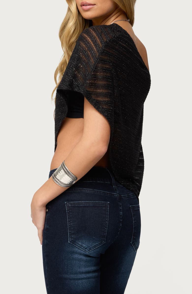 EDIKTED Loma Metallic Asymmetric One-Shoulder Top, Alternate, color, 