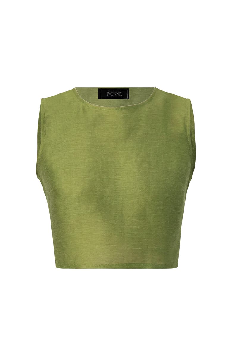 IVONNE Sleeveless Cropped Linen Top, Alternate, color, Green