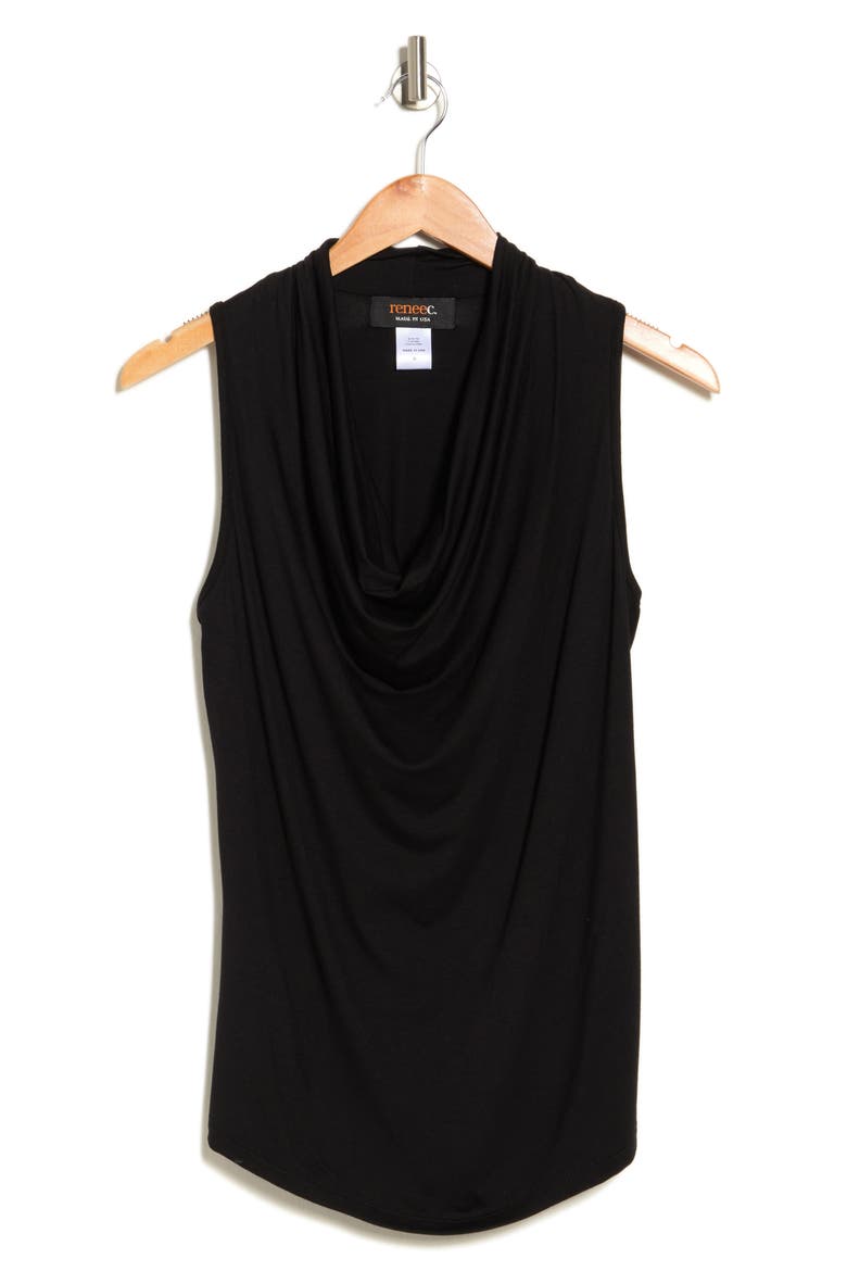 Sleeveless Cowl Neck Top, Alternate, color, BLACK