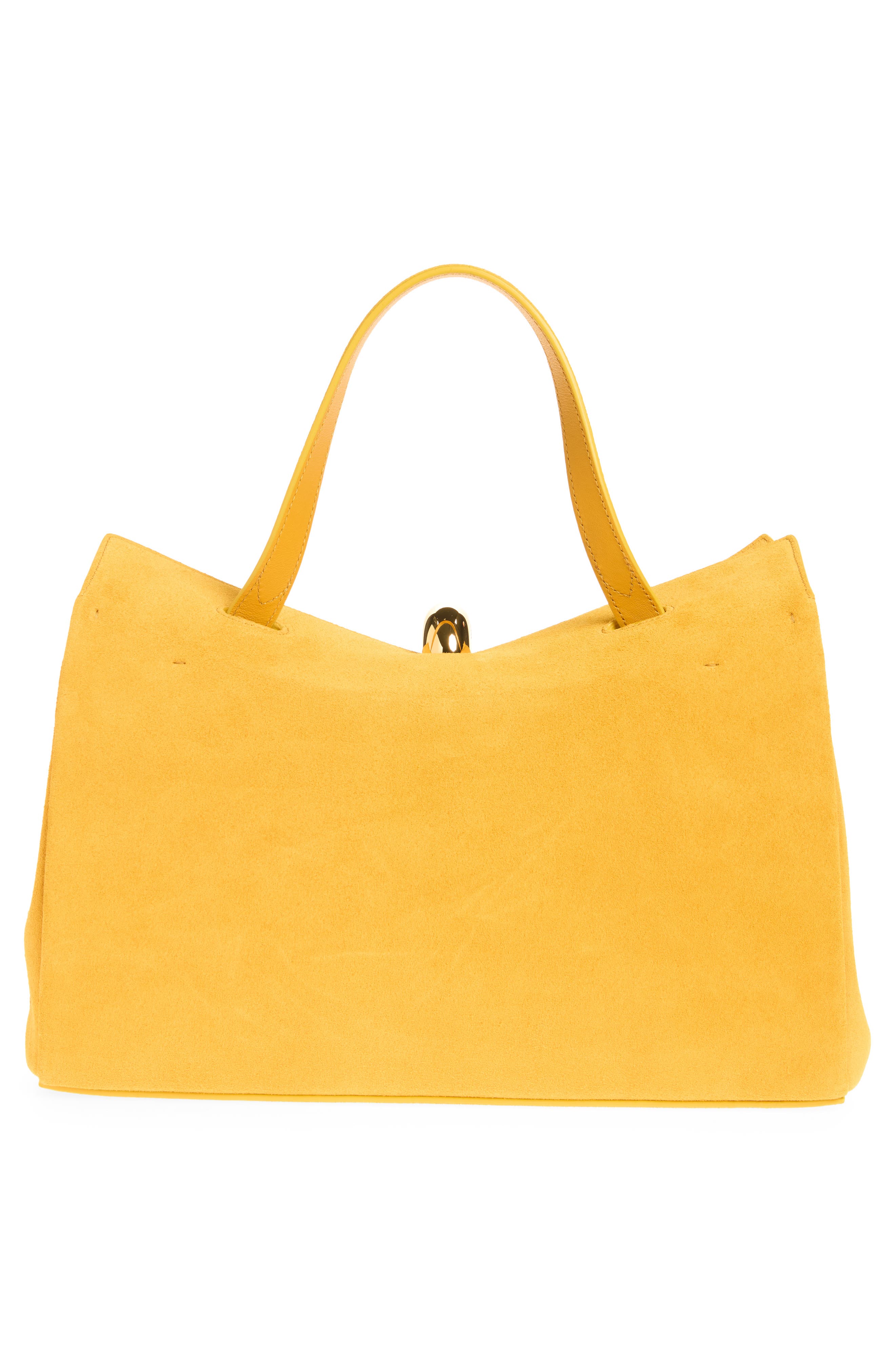 Le Valerie Suede Top Handle Bag, Alternate, color, DARK YELLOW 290