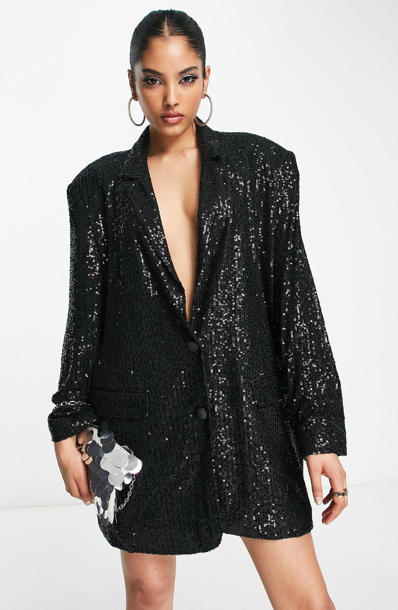 ASOS DESIGN Oversize Sequin Blazer, Main, color, 