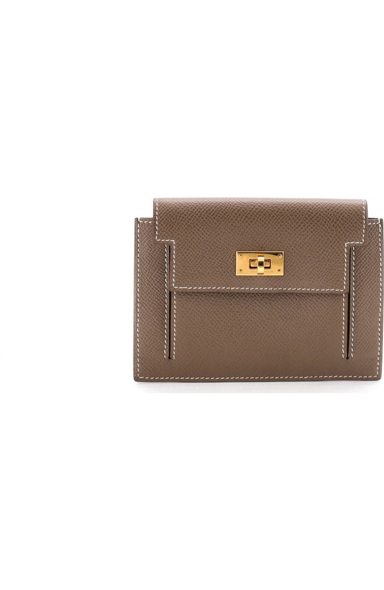Pre-Owned Hermes Kelly Pocket Compact Wallet Epsom, Main, color, Etoupe