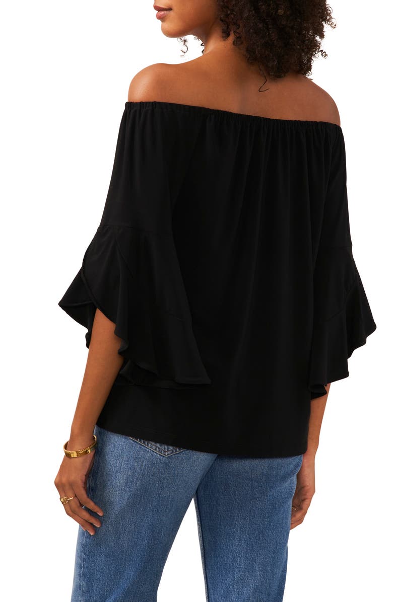 Vince Camuto Off the Shoulder Flutter Sleeve Top, Alternate, color, Rich Black