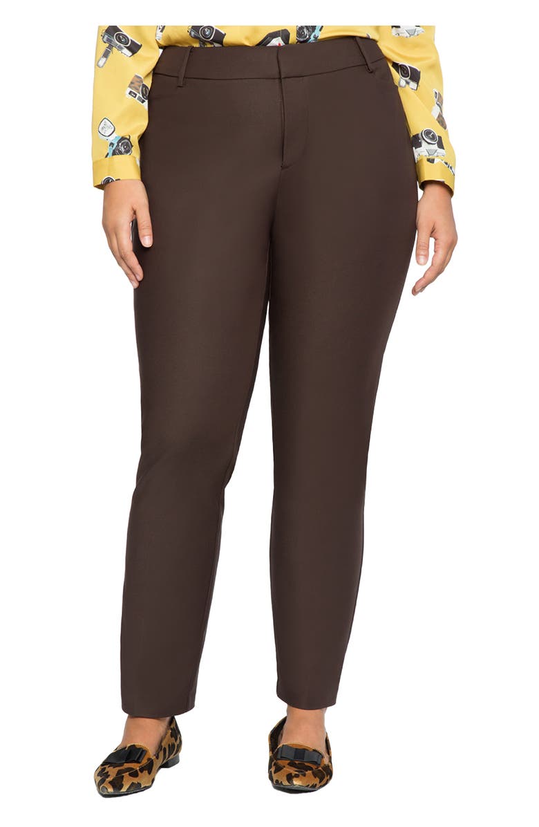 ELOQUII Kady Fit Double-Weave Pant, Main, color, Espresso Brown
