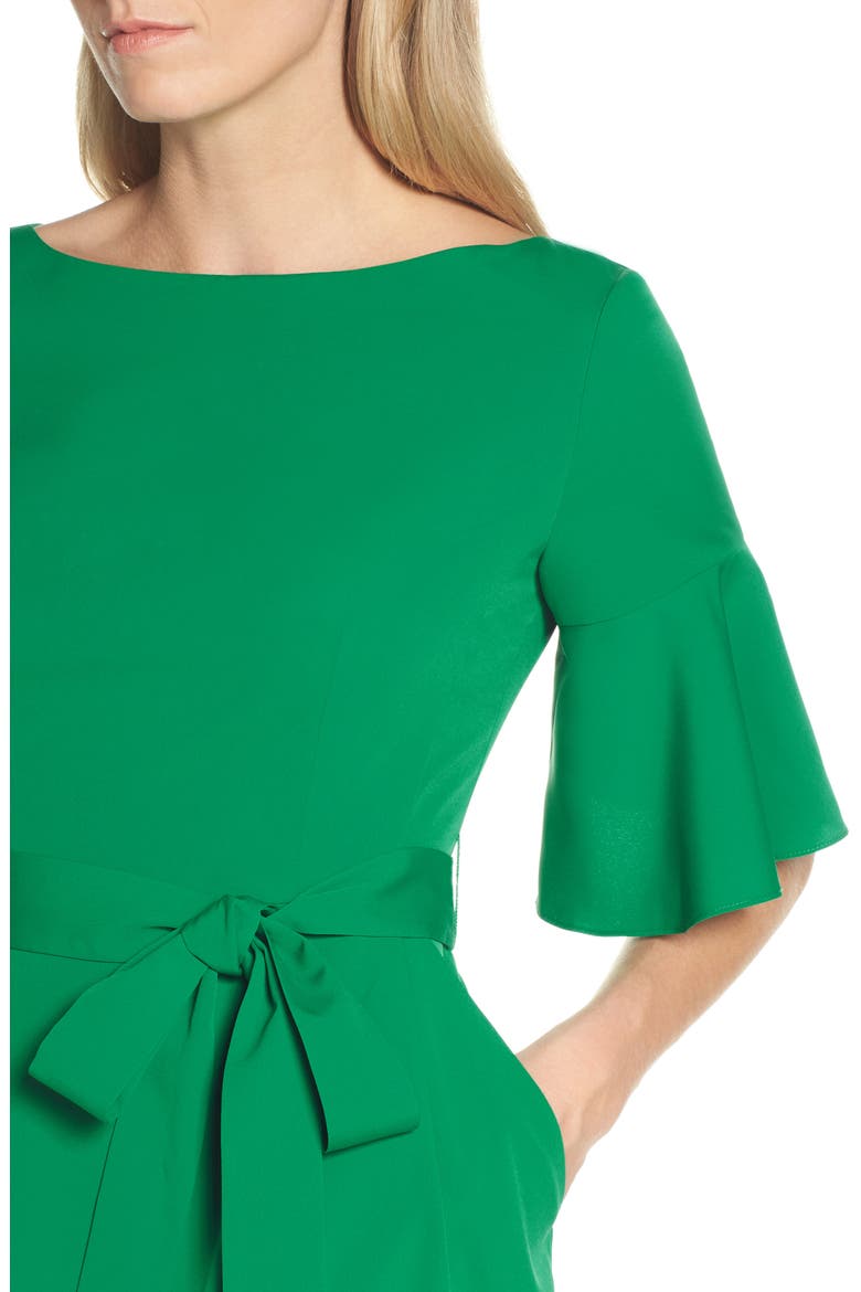 Bell Sleeve Sheath Dress, Alternate, color, GREEN