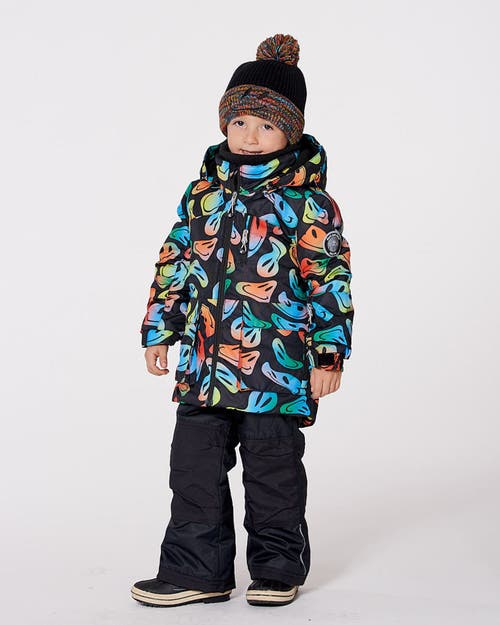 Deux Par Deux Two-piece Play Snowsuit With Allover Jacket Smiley Face In Blue