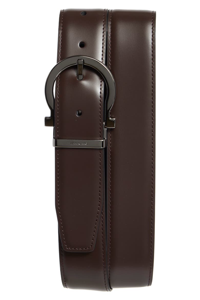 Gancio Reversible Leather Belt, Main, color, MORO NERO