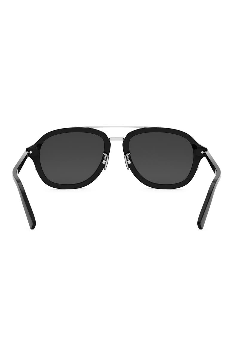 'DiorBlackSuit A4U 53mm Pilot Sunglasses, Alternate, color, SHINY BLACK / SMOKE