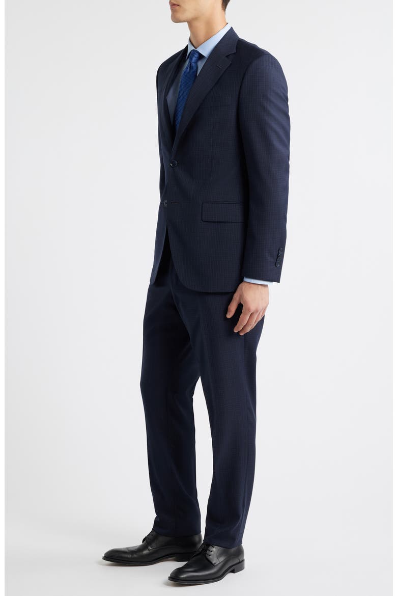 Flynn Classic Fit Plaid Wool Suit, Alternate, color, NAVY