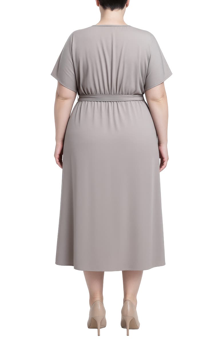 Standards 
Practices Tie Front Faux Wrap Midi Dress, Alternate, color, Grey