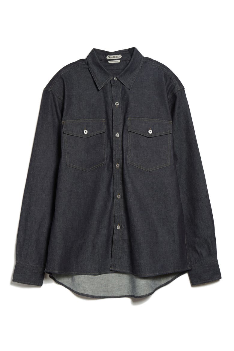 Oversize Denim Button-Up Shirt, Alternate, color, INDIGO