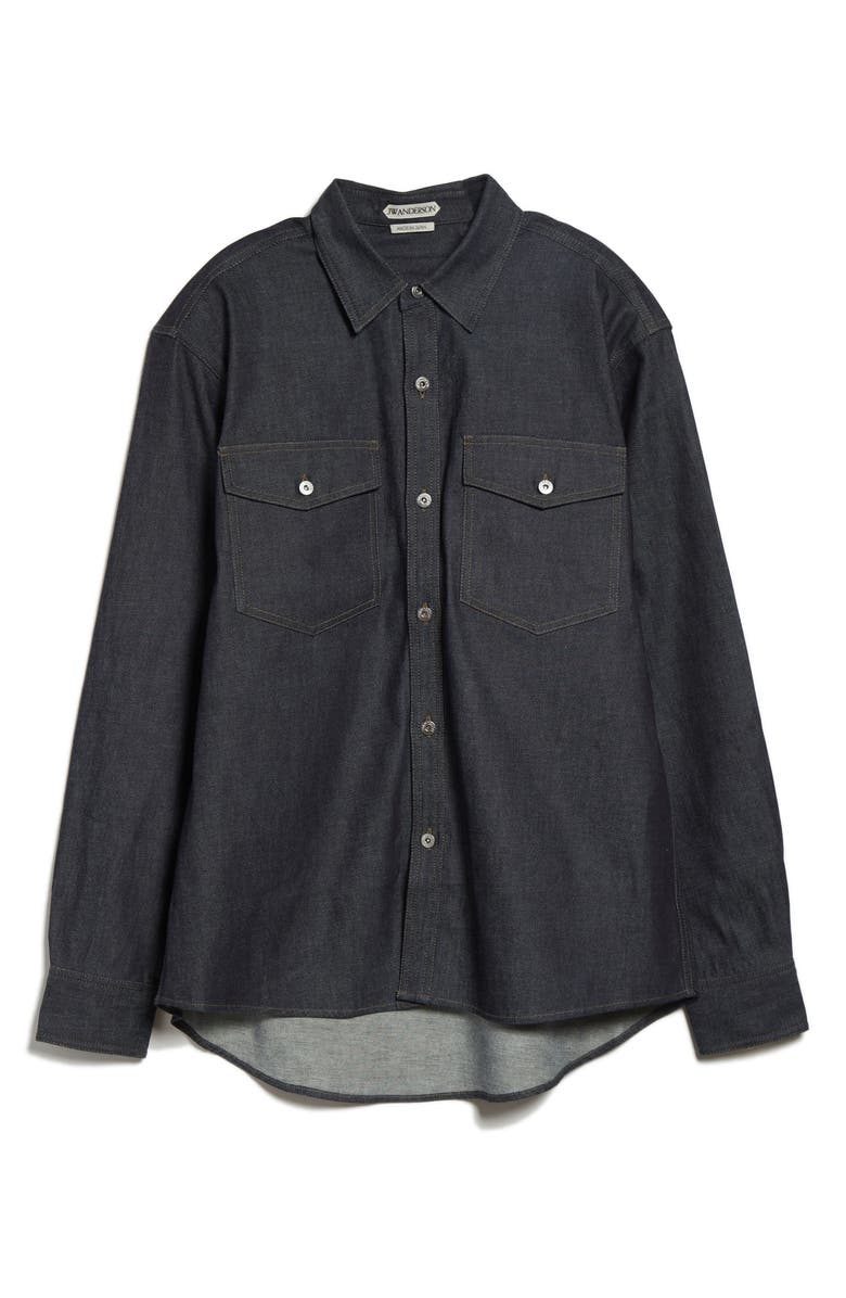 JW Anderson Oversize Denim Button-Up Shirt, Main, color, Indigo