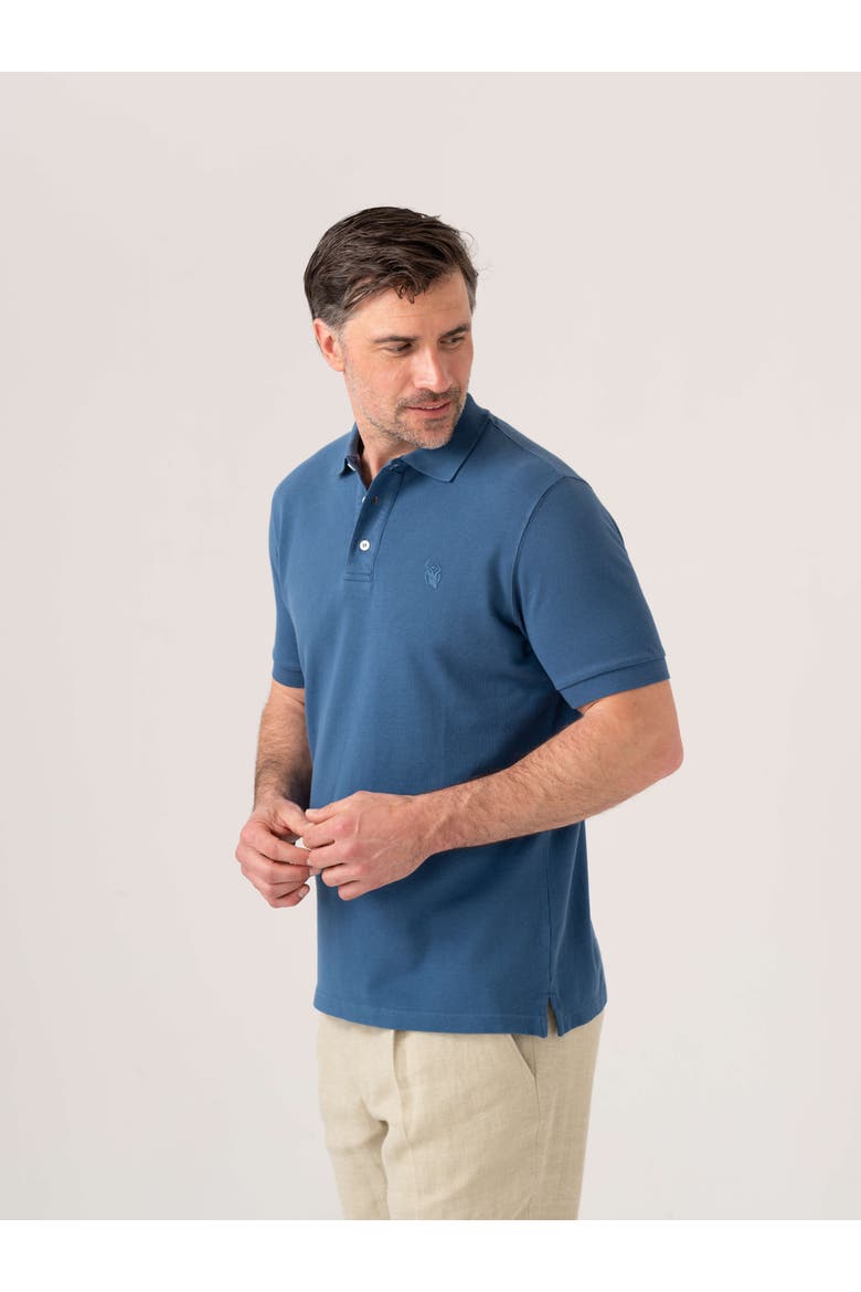 Piqué Cotton Short Sleeve Polo Shirt, Alternate, color, Dark Blue