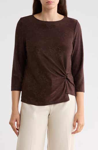 Floral Jacquard Twist Front Top