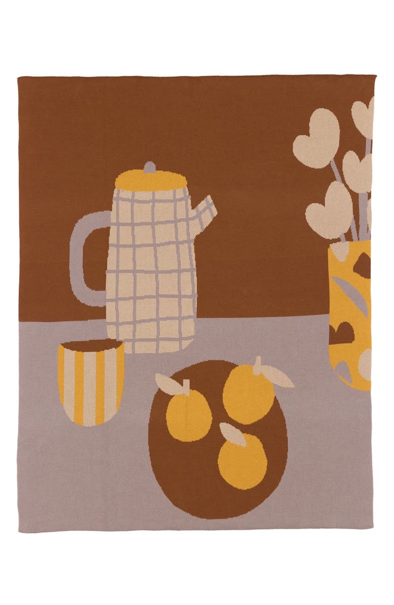 Biquette Breakfast Knit Throw Blanket, Main, color, Sunday