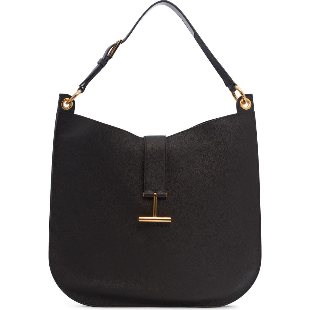 Tom Ford Large Tara Leather Hobo Bag In Brown