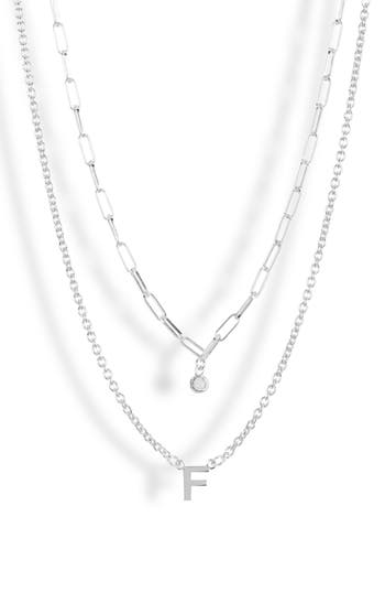Meshmerise Diamond Initial Charm Necklace In Metallic