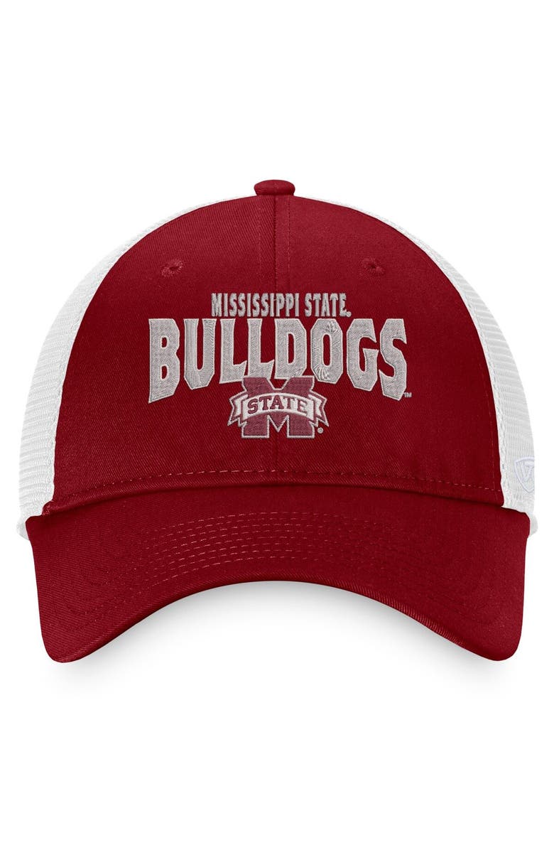 TOP OF THE WORLD Men's Top of the World Maroon/White Mississippi State Bulldogs Breakout Trucker Snapback Hat, Alternate, color, Maroon